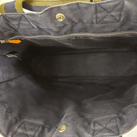 Hermès Fourre Tout GM Canvas and Nylon Tote Bag in Navy and Green Stripe - Picture 10 of 15